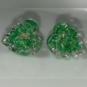 Green/Gold Leaf Stud Earrings (HELP ME SURVIVE GRAD SCHOOL!)